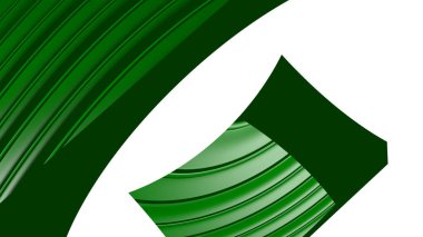 Beyaz üzerine koyu yeşilin renkli arkaplanı, ortadaki desen ve hortum şekilli kabataslak yüzeyin 3 boyutlu çizimi tarafından yapılmış.