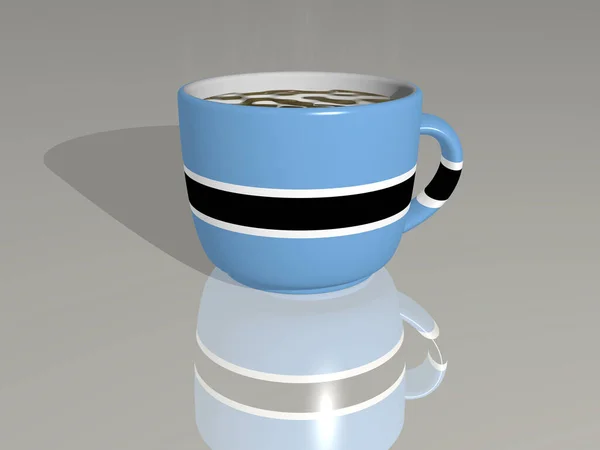 Botswana Placé Sur Une Tasse Café Chaud Dans Une Illustration — Photo