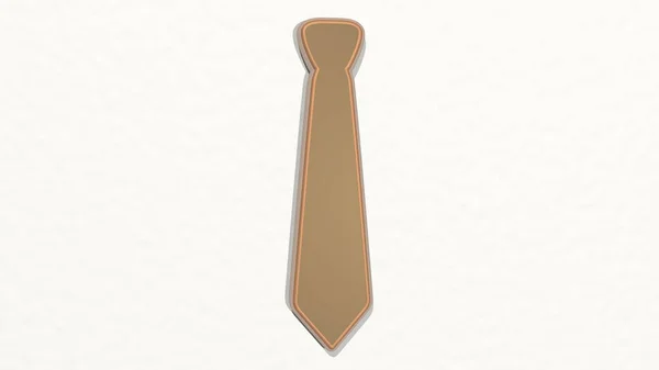Suit Tie Made Illustration Shiny Metallic Sculpture Wall Light Background — Stock Photo, Image