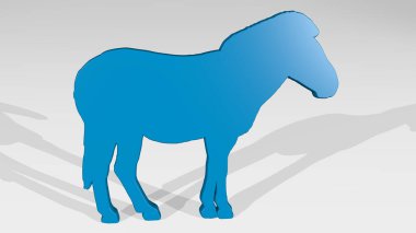 Parlak metalik bir heykelin ışık arkaplanı olan bir duvardaki 3 boyutlu illüstrasyonuyla yapılmış hortum.