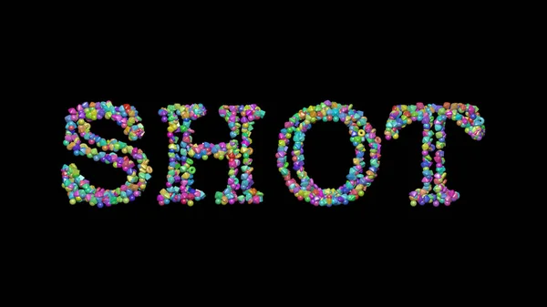 Kolorowe Pisanie Tekstu Shot Małych Obiektów Ciemnym Tle Pasujący Cień — Zdjęcie stockowe