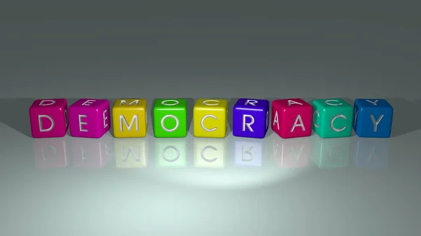 Combinação Democracia Construída Por Letras Cúbicas Partir Perspectiva Superior Excelente — Fotografia de Stock