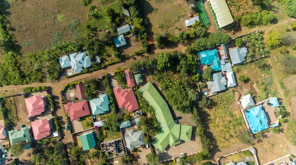 Luftaufnahme Der Ländlichen Gegend Abseits Von Arusha Landwirtschaft Und Siedlung — Stockfoto