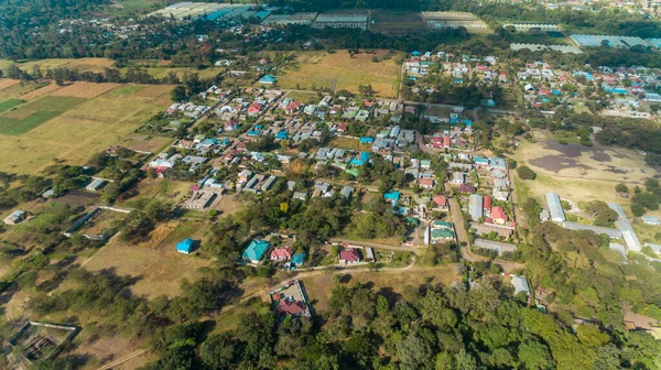 Vista Aérea Zona Rural Lejos Arusha Agricultura Asentamiento Las Personas — Foto de Stock