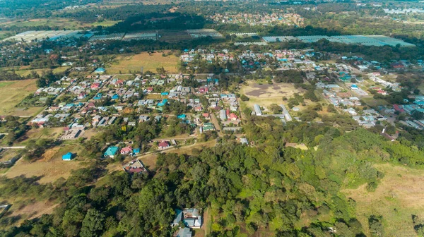 Luftaufnahme Der Ländlichen Gegend Abseits Von Arusha Landwirtschaft Und Siedlung — Stockfoto