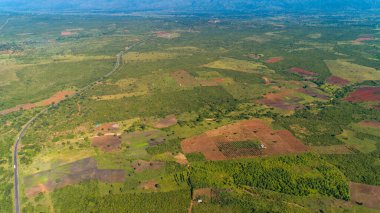 Morogoro kasabası Tanzanya 'nın uçsuz bucaksız yemyeşil otlakları ve tarım arazileri.