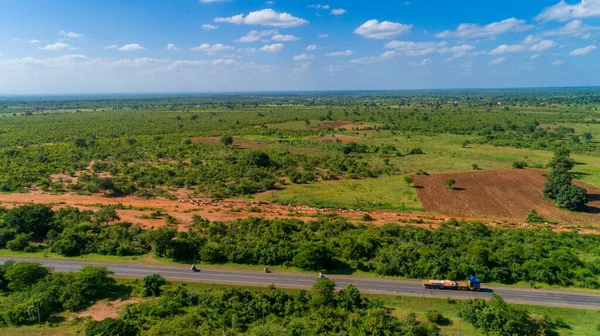 Aerial View Endless Lush Pastures Farmlands Morogoro Town Tanzania — Stock Photo, Image