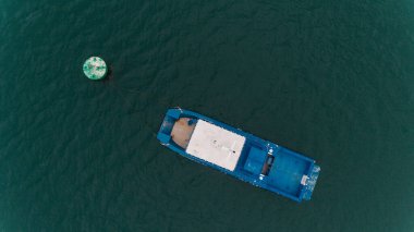 Lüks yatın hava manzarası.