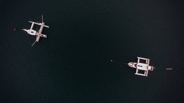 Lüks yatın hava manzarası.