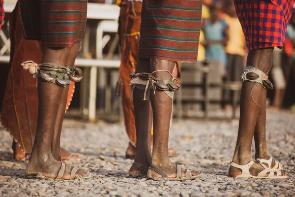 Tradional Zene Harangok Viselt Táncosok Turkana Kenya — Stock Fotó