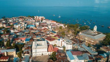 Zanzibar taş şehrin havadan görünümü
