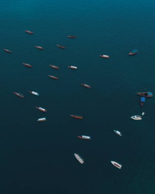 tekneleri ve dhow, Zanzibar taş kasabada havadan görünümü