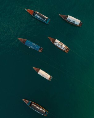 tekneleri ve dhow, Zanzibar taş kasabada havadan görünümü