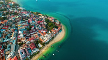 Zanzibar taş şehrin havadan görünümü