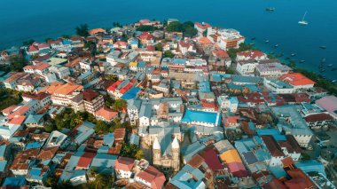 Zanzibar taş şehrin havadan görünümü