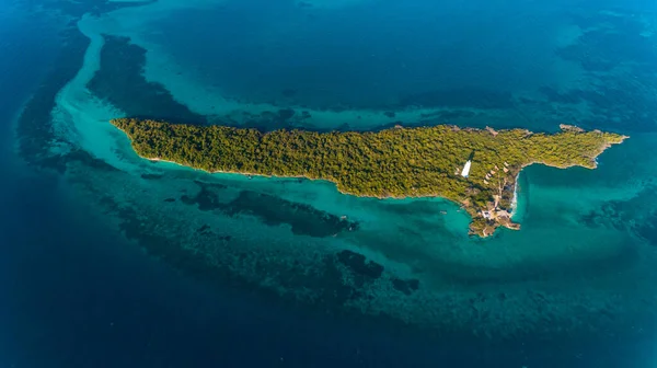 Vista Aerea Del Parco Corallino Dell Isola Chumbe Zanzibar — Foto Stock
