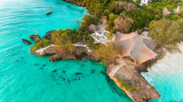 Widok Lotu Ptaka Chumbe Island Koralowych Park Zanzibar — Zdjęcie stockowe