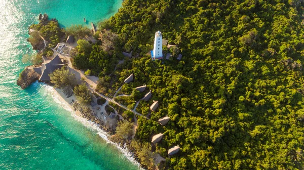 Vista Aérea Parque Coral Ilha Chumbe Zanzibar — Fotografia de Stock