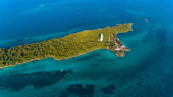 Vista Aérea Del Parque Coralino Isla Chumbe Zanzíbar — Foto de Stock