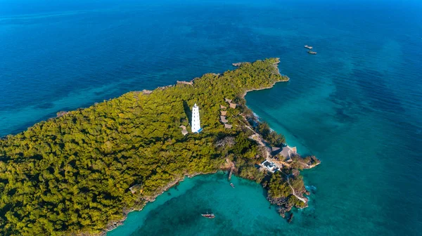 Vista Aérea Del Parque Coralino Isla Chumbe Zanzíbar — Foto de Stock