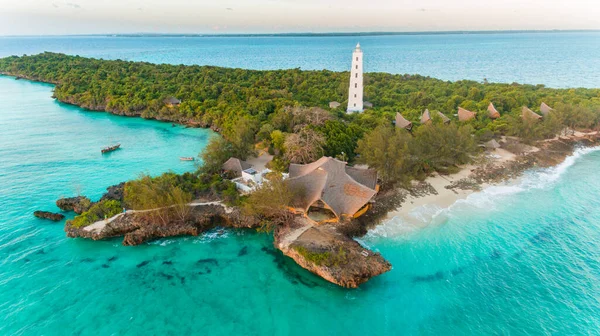 Widok Lotu Ptaka Chumbe Island Koralowych Park Zanzibar — Zdjęcie stockowe