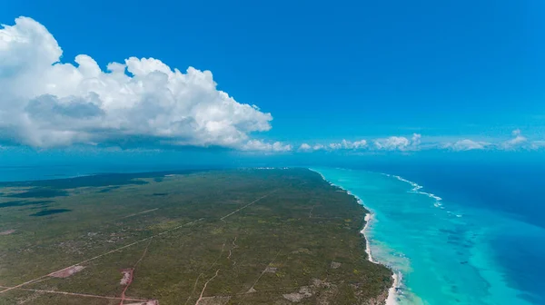 Widok Lotu Ptaka Wybrzeżu Matemwe Zanzibar — Zdjęcie stockowe