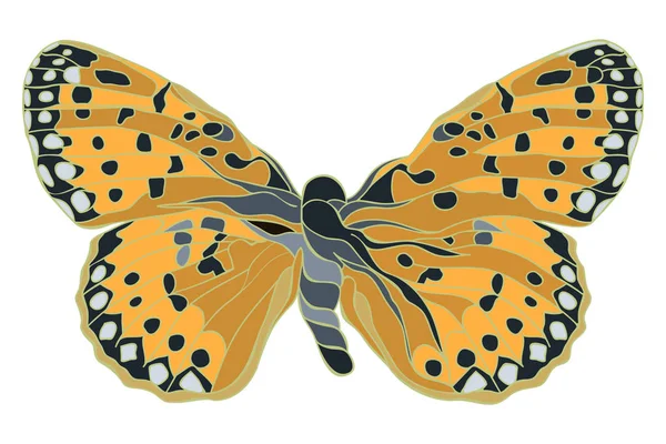 Pequeña Perla Bordeada Mariposa Fritillary Ilustración Vectorial Estilizada Dibujada Mano — Archivo Imágenes Vectoriales