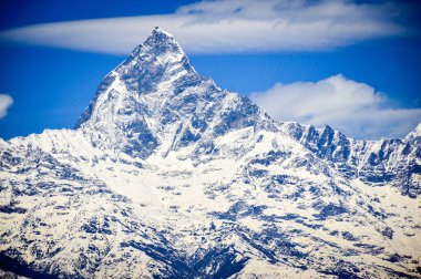 Pokhara Nepal 'den balık kuyruklu dağ manzarası