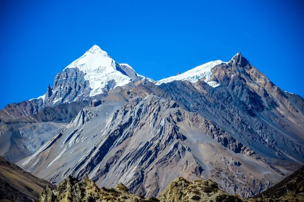 Vista Montaña Nieve Desde Manang Nepal — Foto de Stock