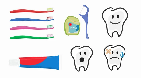 Vector Dentist Dental Related Set Icons — Stock Vector