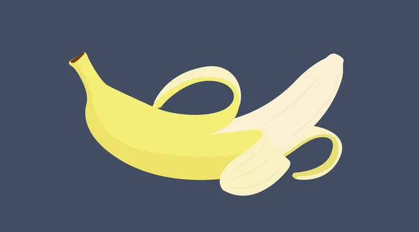 Vector Isolated Illustration Peeled Banana — Stock Vector