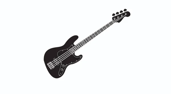 Vector Isolated Schwarz Weiß Illustration Einer Bassgitarre — Stockvektor