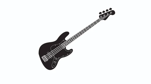 Vektor Terisolasi Hitam Dan Putih Ilustrasi Dari Gitar Bass - Stok Vektor