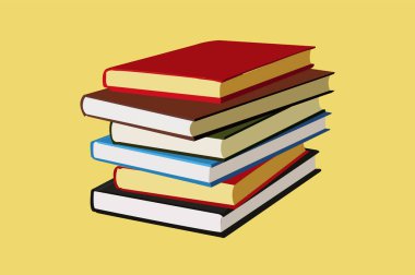 Bir Kitap Yığını İzole Edilmiş Vektör illüstrasyonu