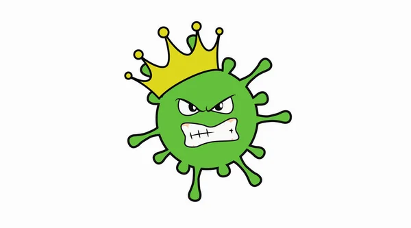 Vector Isolated Virus Crown Cartoon Style — Stock Vector