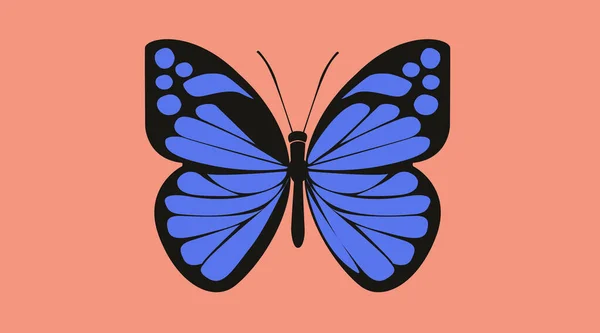 Ilustración Aislada Vectorial Una Mariposa Azul — Vector de stock