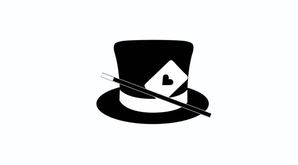 Vector Aislado Mago Logotipo Mágico Icono Blanco Negro Con Sombrero — Vector de stock