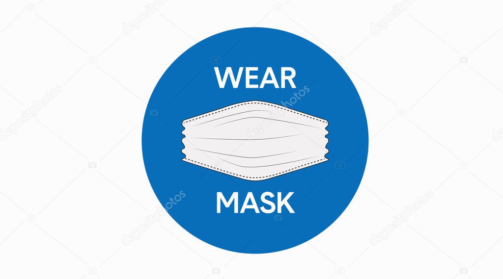 Vector Blue Wear Mask Sign, with a Medical Mask