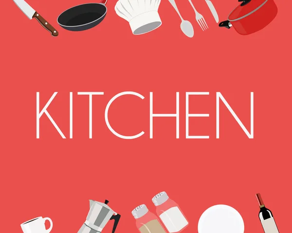 Vector Illustration Kitchen Red Sign — стоковий вектор