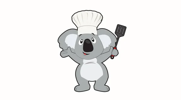 Illustrazione Isolata Vettoriale Uno Chef Koala Con Cappello Chef Una — Vettoriale Stock