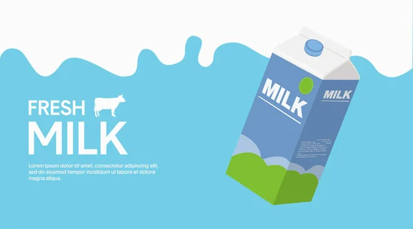 Vector Illustratie Verse Melkposter Met Een Melkdoos — Stockvector