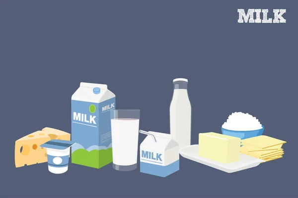 Vektor Illustration Mjölk Och Mejeriprodukter — Stock vektor