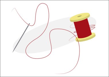 İplik ve makarayla iğne yap. Vektör çizimi izole edildi