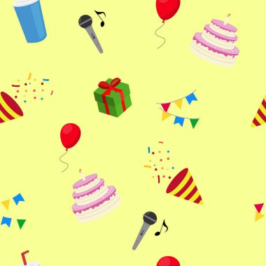 Vector Birthday Party Temalı Model Arkaplanı. Doğum günü kartı 