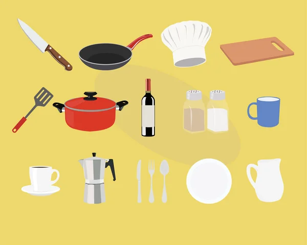 Set Iconos Cocina Cocina Ilustración Vectorial — Archivo Imágenes Vectoriales