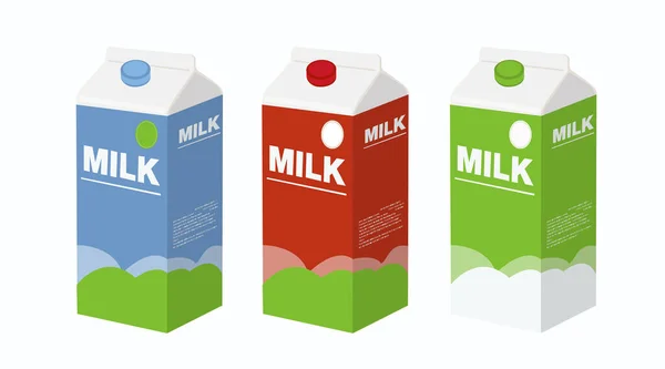 Kolekcja Pudełek Mleko Opakowania Makiet Kartonu Mleka — Wektor stockowy