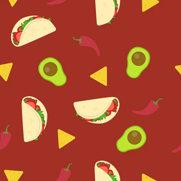Vector Seamless Mexican Food Pattern Background — Stock Vector