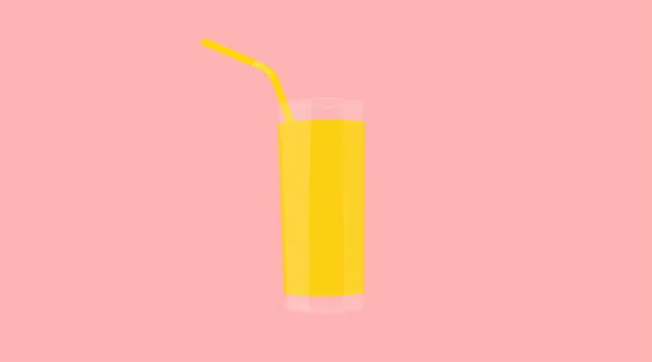 Vektor Isolierte Illustration Eines Glases Orangensaft Mit Einem Strohhalm — Stockvektor
