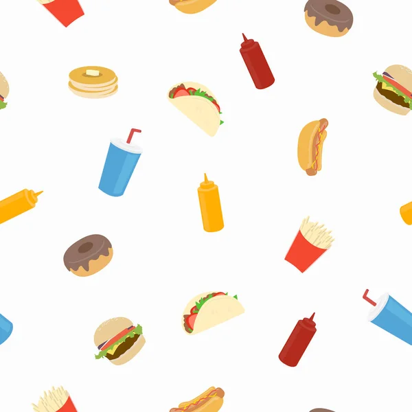 Fast Food Naadloze Patroon Achtergrond Achtergrond — Stockvector