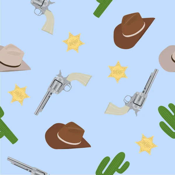 Vektor Illustration Nahtlose Muster Hintergrund Cowboy Thema — Stockvektor